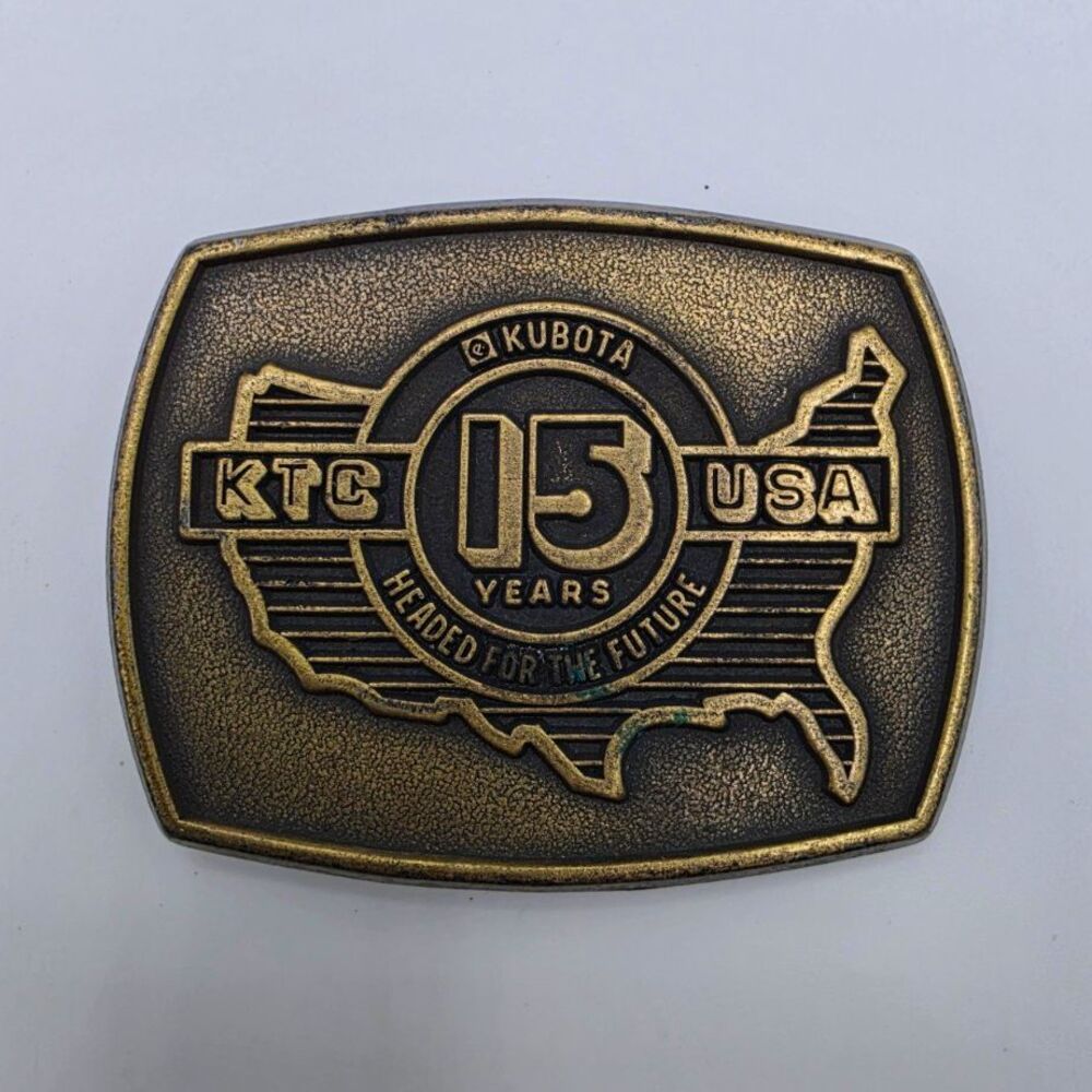 1987 Vintage Kubota KTC USA 15 Years Tractor Belt Buckle #15410